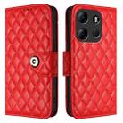 For Tecno Spark Go 2023 Rhombic Texture Flip Leather Phone Case with Lanyard(Red) - 2