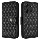 For Tecno Pop 7 / Pop 7 Pro Rhombic Texture Flip Leather Phone Case with Lanyard(Black) - 2