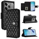 For Tecno Pova 6 Neo Rhombic Texture Flip Leather Phone Case with Lanyard(Black) - 1