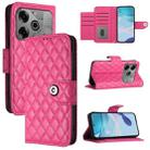 For Tecno Pova 6 Neo Rhombic Texture Flip Leather Phone Case with Lanyard(Rose Red) - 1