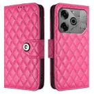 For Tecno Pova 6 Neo Rhombic Texture Flip Leather Phone Case with Lanyard(Rose Red) - 2