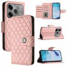 For Tecno Pova 6 Neo Rhombic Texture Flip Leather Phone Case with Lanyard(Coral Pink) - 1