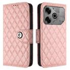 For Tecno Pova 6 Neo Rhombic Texture Flip Leather Phone Case with Lanyard(Coral Pink) - 2