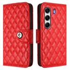 For Tecno Camon 40 Pro 4G Rhombic Texture Flip Leather Phone Case with Lanyard(Red) - 2