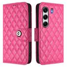 For Tecno Camon 40 Pro 4G Rhombic Texture Flip Leather Phone Case with Lanyard(Rose Red) - 2