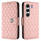 For Tecno Camon 40 Pro 4G Rhombic Texture Flip Leather Phone Case with Lanyard(Coral Pink) - 2
