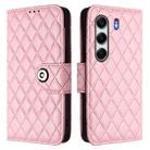 For Tecno Camon 40 Pro 4G Rhombic Texture Flip Leather Phone Case with Lanyard(Pink) - 2