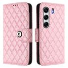 For Tecno Camon 40 4G Rhombic Texture Flip Leather Phone Case with Lanyard(Pink) - 2