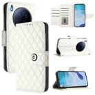 For Tecno Camon 40 Premier Rhombic Texture Flip Leather Phone Case with Lanyard(White) - 1
