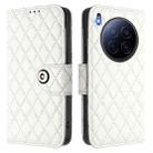 For Tecno Camon 40 Premier Rhombic Texture Flip Leather Phone Case with Lanyard(White) - 2