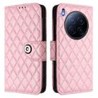 For Tecno Camon 40 Premier Rhombic Texture Flip Leather Phone Case with Lanyard(Pink) - 2