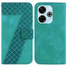 For Xiaomi Redmi 13 4G Seven-shaped Embossed Leather Phone Case(Green) - 1