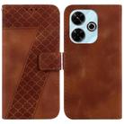 For Xiaomi Redmi 13 4G Seven-shaped Embossed Leather Phone Case(Brown) - 1