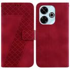 For Xiaomi Redmi 13 4G Seven-shaped Embossed Leather Phone Case(Red) - 1