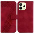 For Redmi Note 14 4G 163.25mm Seven-shaped Embossed Leather Phone Case(Red) - 1