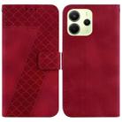For Redmi Note 14 4G 164.84mm Seven-shaped Embossed Leather Phone Case(Red) - 1
