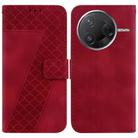 For Redmi K80 / K80 Pro Seven-shaped Embossed Leather Phone Case(Red) - 1