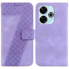 For Xiaomi Poco M6 4G Seven-shaped Embossed Leather Phone Case(Purple) - 1