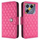 For Infinix GT 20 Pro X6871 Rhombic Texture Flip Leather Phone Case with Lanyard(Rose Red) - 2