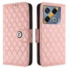 For Infinix GT 20 Pro X6871 Rhombic Texture Flip Leather Phone Case with Lanyard(Coral Pink) - 2