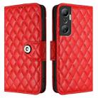 For Infinix Hot 20 4G X6826 Rhombic Texture Flip Leather Phone Case with Lanyard(Red) - 2