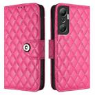 For Infinix Hot 20 4G X6826 Rhombic Texture Flip Leather Phone Case with Lanyard(Rose Red) - 2