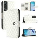 For Infinix Hot 20 4G X6826 Rhombic Texture Flip Leather Phone Case with Lanyard(White) - 1