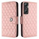 For Infinix Hot 20 4G X6826 Rhombic Texture Flip Leather Phone Case with Lanyard(Coral Pink) - 2