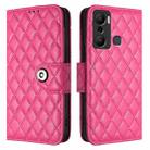 For Infinix Hot 20 Play Rhombic Texture Flip Leather Phone Case with Lanyard(Rose Red) - 2