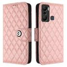 For Infinix Hot 20 Play Rhombic Texture Flip Leather Phone Case with Lanyard(Coral Pink) - 2