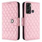 For Infinix Hot 20 Play Rhombic Texture Flip Leather Phone Case with Lanyard(Pink) - 2