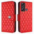 For Infinix Hot 20i X665E Rhombic Texture Flip Leather Phone Case with Lanyard(Red) - 2