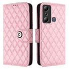 For Infinix Hot 20i X665E Rhombic Texture Flip Leather Phone Case with Lanyard(Pink) - 2