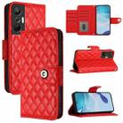 For Infinix Hot 20S / Hot 20 Pro Rhombic Texture Flip Leather Phone Case with Lanyard(Red) - 1