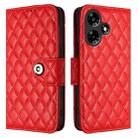 For Infinix Hot 30 4G Rhombic Texture Flip Leather Phone Case with Lanyard(Red) - 2