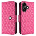 For Infinix Hot 30 4G Rhombic Texture Flip Leather Phone Case with Lanyard(Rose Red) - 2