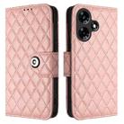 For Infinix Hot 30 4G Rhombic Texture Flip Leather Phone Case with Lanyard(Coral Pink) - 2