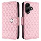 For Infinix Hot 30 4G Rhombic Texture Flip Leather Phone Case with Lanyard(Pink) - 2