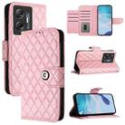 For Infinix Hot 30 5G Rhombic Texture Flip Leather Phone Case with Lanyard(Pink) - 1