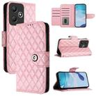 For Infinix Hot 30 Play / 30 Play NFC Rhombic Texture Flip Leather Phone Case with Lanyard(Pink) - 1