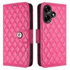 For Infinix Hot 30i Rhombic Texture Flip Leather Phone Case with Lanyard(Rose Red) - 2