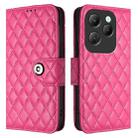 For Infinix Hot 40 / Hot 40 Pro Rhombic Texture Flip Leather Phone Case with Lanyard(Rose Red) - 2