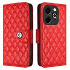 For Infinix Hot 40i Rhombic Texture Flip Leather Phone Case with Lanyard(Red) - 2