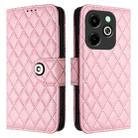 For Infinix Hot 40i Rhombic Texture Flip Leather Phone Case with Lanyard(Pink) - 2