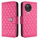 For Infinix Note 12 Pro / Note 12 2023 Rhombic Texture Flip Leather Phone Case with Lanyard(Rose Red) - 2