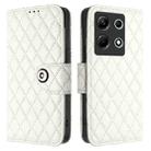 For Infinix Note 30 4G X6833B Rhombic Texture Flip Leather Phone Case with Lanyard(White) - 2