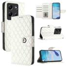For Infinix Note 30i Rhombic Texture Flip Leather Phone Case with Lanyard(White) - 1