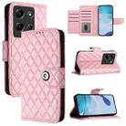 For Infinix Note 30i Rhombic Texture Flip Leather Phone Case with Lanyard(Pink) - 1