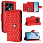 For Infinix Note 40 4G Rhombic Texture Flip Leather Phone Case with Lanyard(Red) - 1