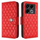 For Infinix Note 40 4G Rhombic Texture Flip Leather Phone Case with Lanyard(Red) - 2